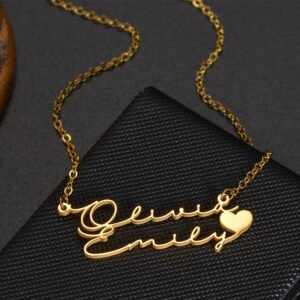Stainless Steel English Double-layer Pendant Necklace